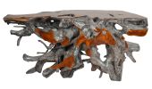 Gray and Natural Teak Root Console