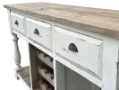 Farmhouse Console Wine Rack White Chalk Finish and Natural Top