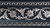 Silver Floral on Black Chair Rail 94 Inch