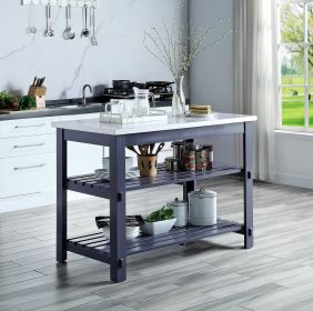 ACME Enapay Kitchen Island in Marble Top Top & Gray Finish AC00305