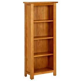 4-Tier Bookcase 17.7"x8.7"x43.3" Solid Oak Wood