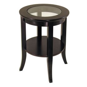 Genoa End Table; Glass Inset; one shelf