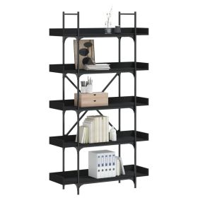 Bookcase 5-Tier Black 39.4"x13"x71.1" Engineered Wood