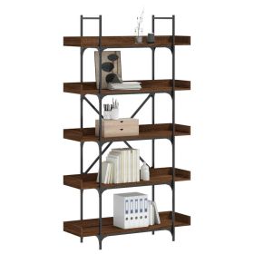 Bookcase 5-Tier Brown Oak 39.4"x13"x71.1" Engineered Wood