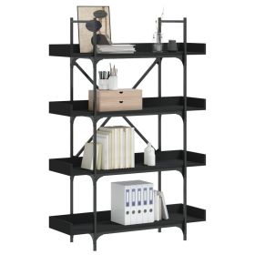 Bookcase 4-Tier Black 39.4"x13"x57.3" Engineered Wood