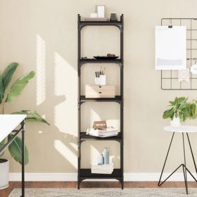 Bookcase 5-Tier Black 15.7"x11.8"x60.6" Engineered Wood