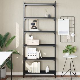 Bookcase 6-Tier Black 31.5"x11.8"x74" Engineered Wood